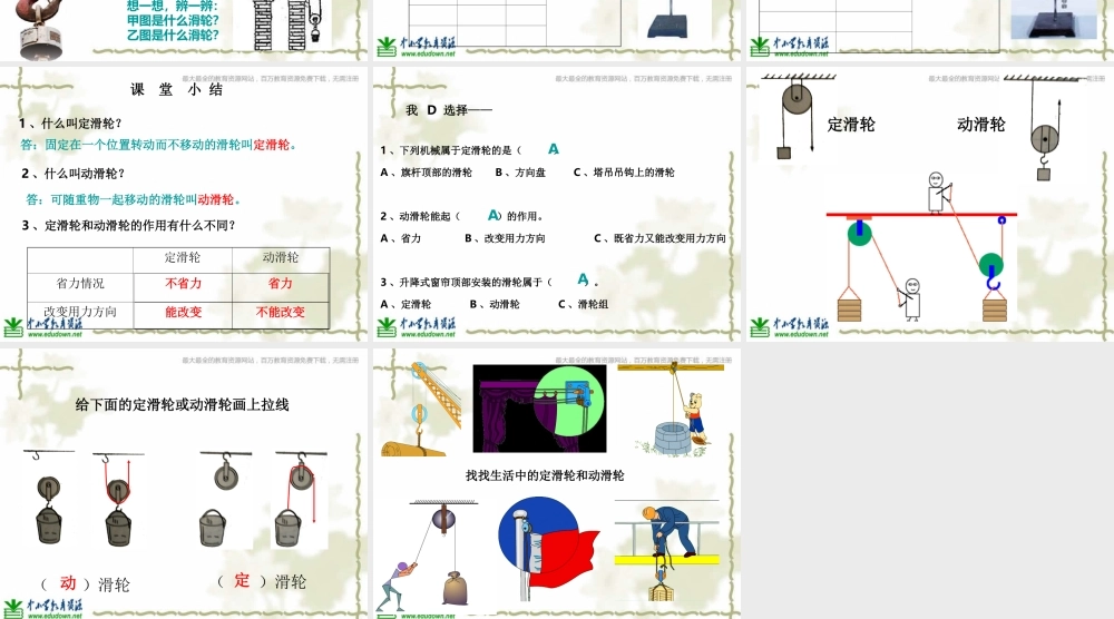 教科小学科学六上《1.5、定滑轮和动滑轮》PPT课件(7)【加微信公众号 jiaoxuewuyou 九折优惠 qq 1119139686】.ppt