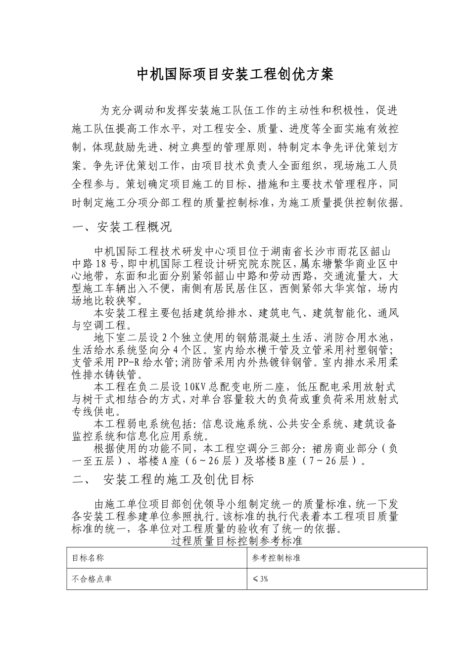 安装工程创优方案.doc_第1页