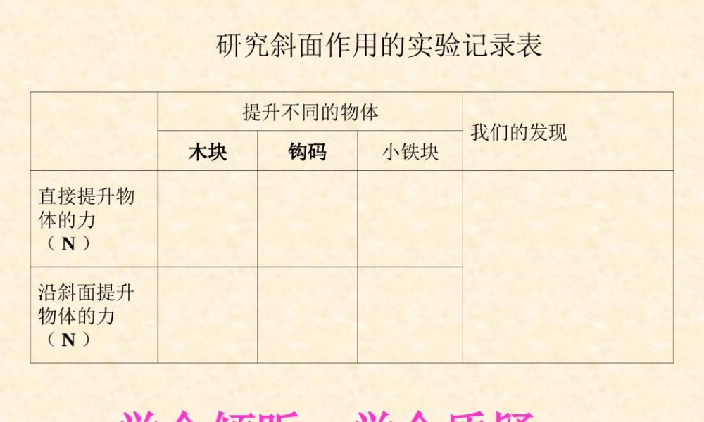 教科小学科学六上《1.7、斜面的作用》PPT课件(4)【加微信公众号 jiaoxuewuyou 九折优惠 qq 1119139686】.ppt