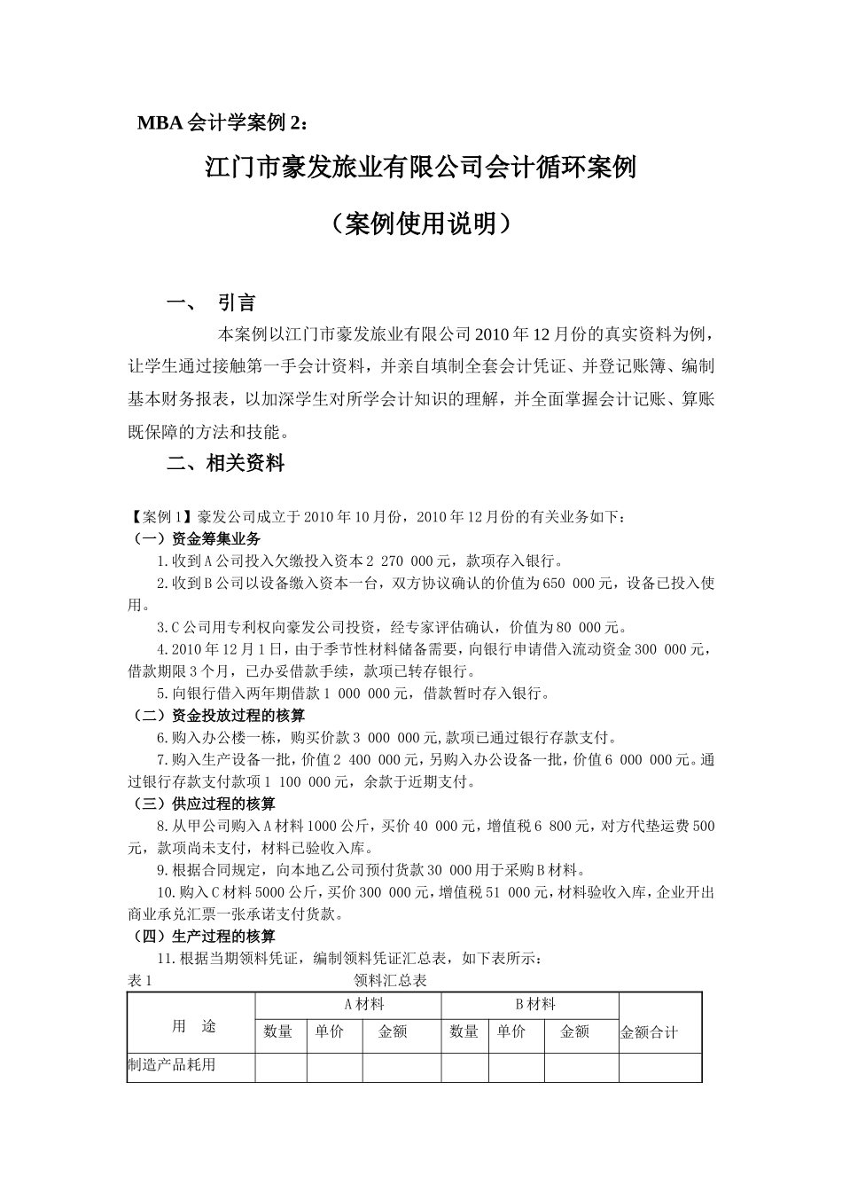 MBA会计学案例2：豪发公司会计循环实例.doc_第1页