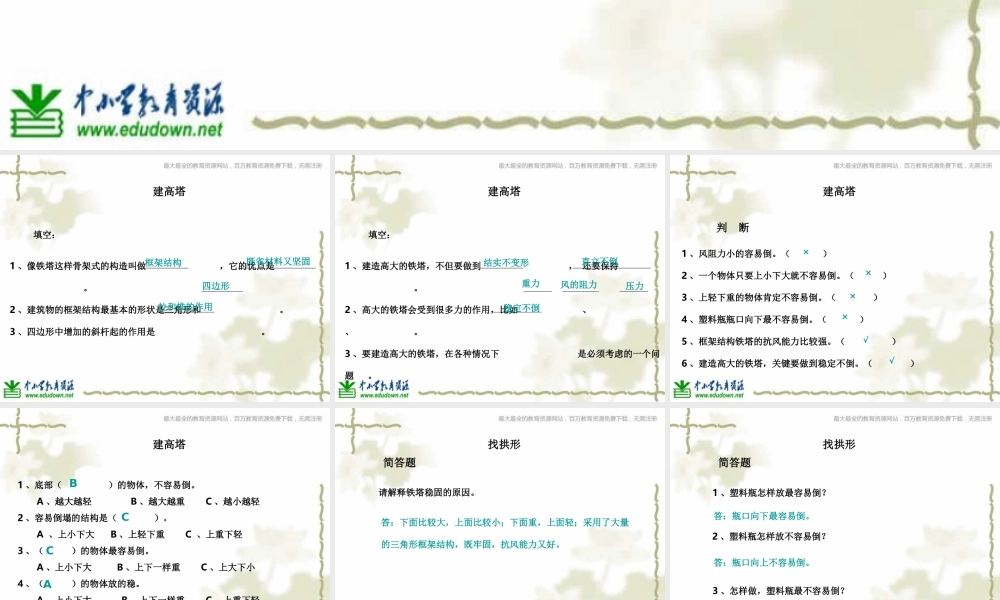教科小学科学六上《2.6、建高塔》PPT课件(4)【加微信公众号 jiaoxuewuyou 九折优惠 qq 1119139686】.ppt