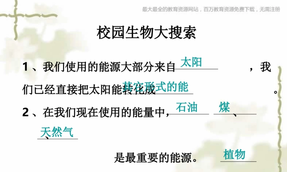 教科小学科学六上《4.1、校园生物大搜索》PPT课件(3)【加微信公众号 jiaoxuewuyou 九折优惠 qq 1119139686】.ppt