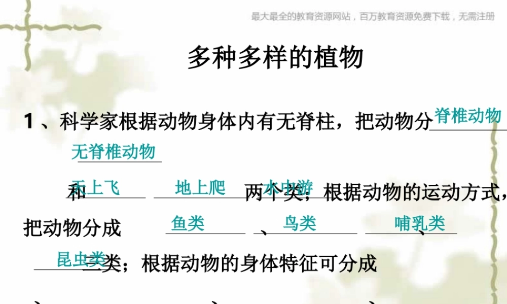教科小学科学六上《4.4、种类繁多的动物》PPT课件(7)【加微信公众号 jiaoxuewuyou 九折优惠 qq 1119139686】.ppt