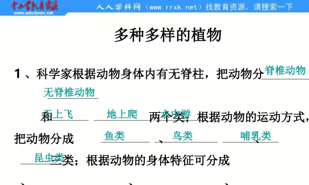 教科小学科学六上《4.4、种类繁多的动物》PPT课件(2)【加微信公众号 jiaoxuewuyou 九折优惠 qq 1119139686】.ppt