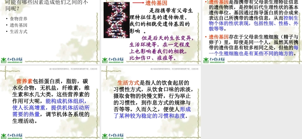 教科小学科学六上《4.5、相貌各异的我们》PPT课件(9)【加微信公众号 jiaoxuewuyou 九折优惠 qq 1119139686】.ppt