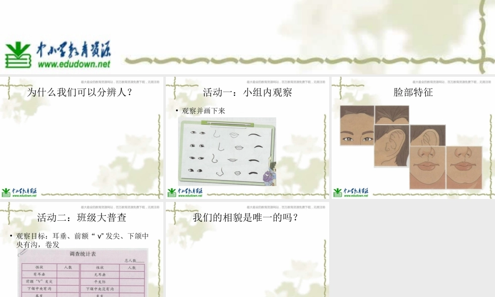 教科小学科学六上《4.5、相貌各异的我们》PPT课件(10)【加微信公众号 jiaoxuewuyou 九折优惠 qq 1119139686】.ppt