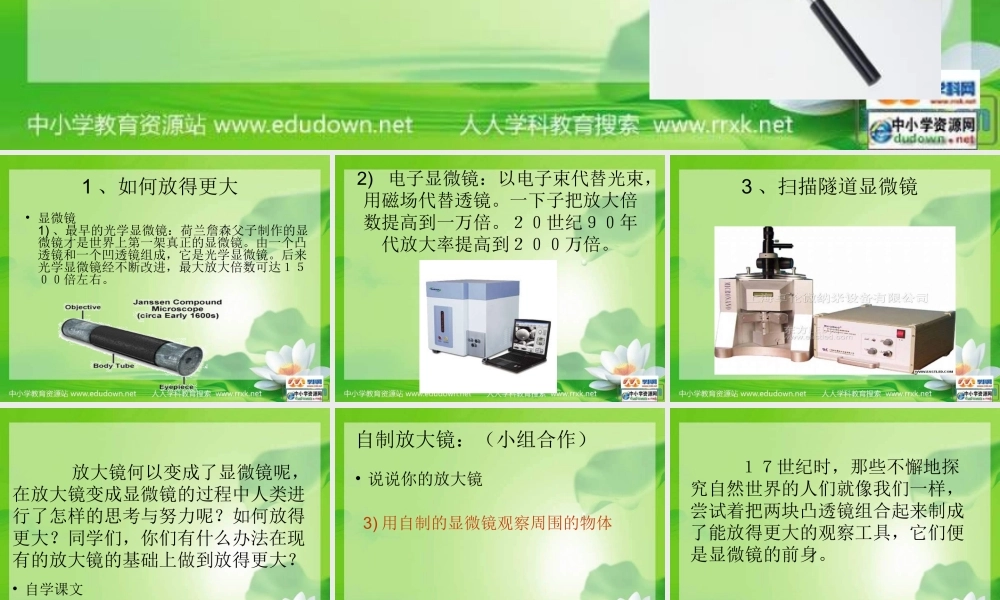 教科小学科学六下《1.4、怎样放得更大》PPT课件(2)【加微信公众号 jiaoxuewuyou 九折优惠 qq 1119139686】.ppt