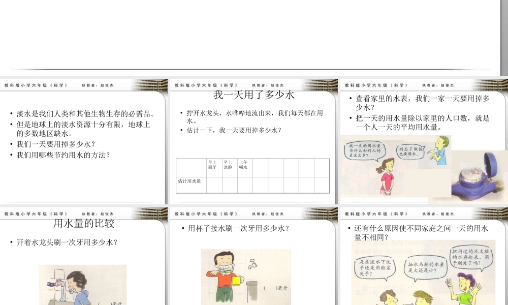 教科小学科学六下《4.5、一天的生活用水》PPT课件(1)【加微信公众号 jiaoxuewuyou 九折优惠 qq 1119139686】.ppt