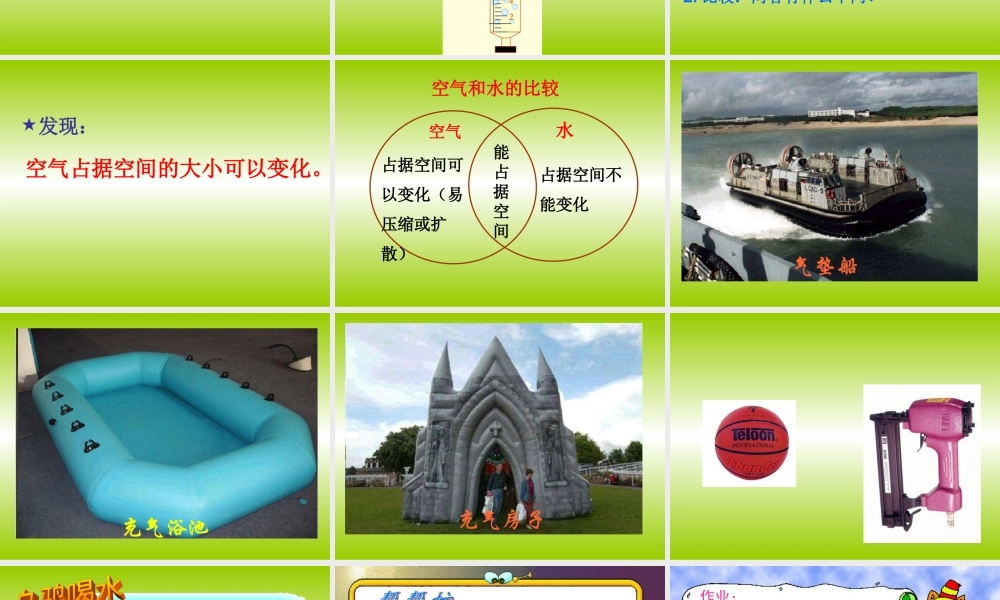教科小学科学三上《4.6、空气占据空间吗》PPT课件(10)【加微信公众号 jiaoxuewuyou 九折优惠 qq 1119139686】.ppt