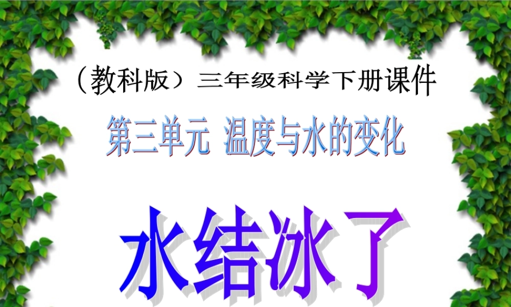 教科小学科学三下《3.3.水结冰了》PPT课件(1)【加微信公众号 jiaoxuewuyou 九折优惠 qq 1119139686】.ppt