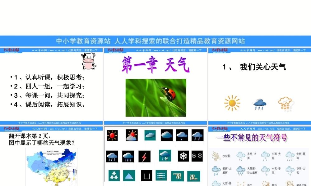 教科小学科学四上《1.1、我们关心天气》PPT课件(1)【加微信公众号 jiaoxuewuyou 九折优惠 qq 1119139686】.ppt