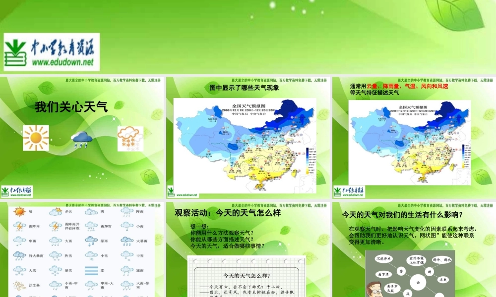 教科小学科学四上《1.1、我们关心天气》PPT课件(10)【加微信公众号 jiaoxuewuyou 九折优惠 qq 1119139686】.ppt