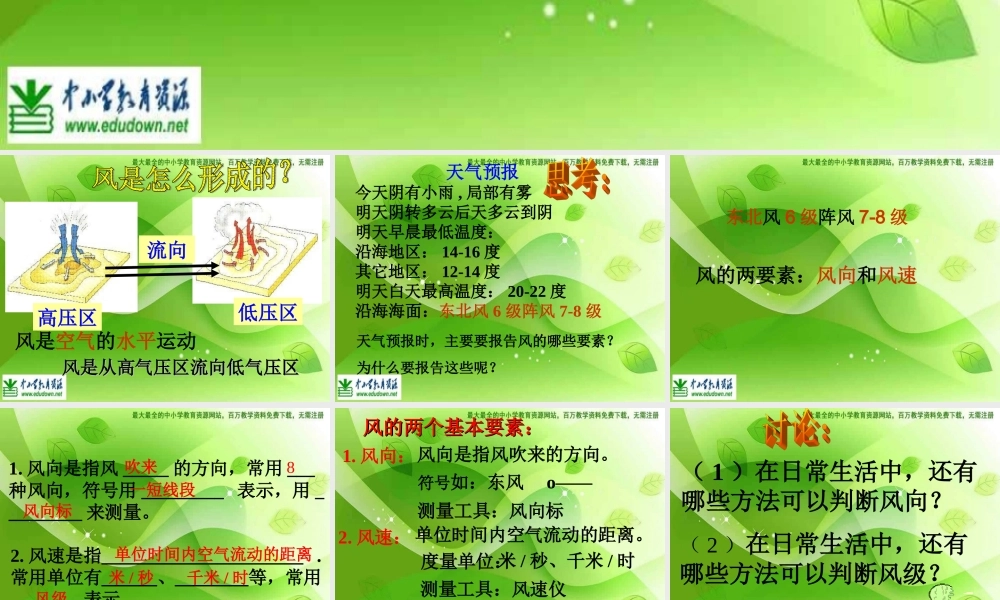 教科小学科学四上《1.4、风向和风速》PPT课件(5)【加微信公众号 jiaoxuewuyou 九折优惠 qq 1119139686】.ppt