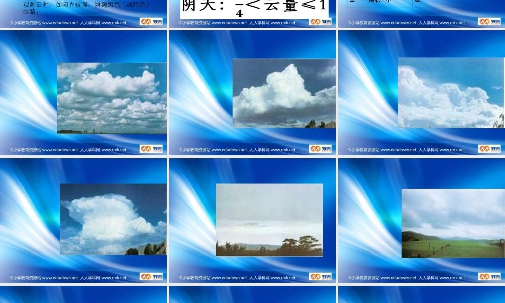 教科小学科学四上《1.6、云的观测》PPT课件(3)【加微信公众号 jiaoxuewuyou 九折优惠 qq 1119139686】.ppt
