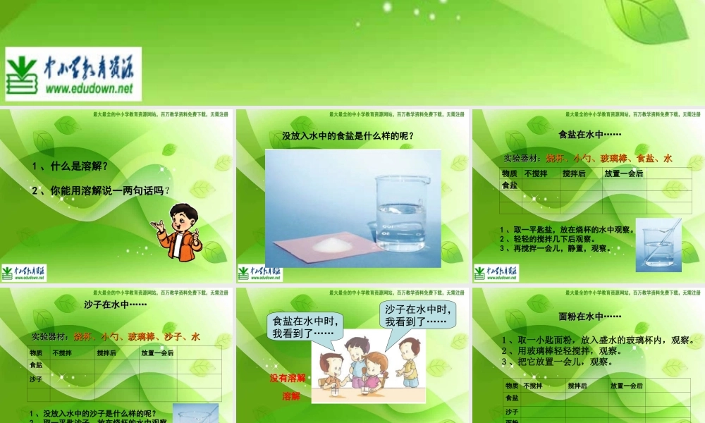 教科小学科学四上《2.1、水能溶解一些物质》PPT课件(6)【加微信公众号 jiaoxuewuyou 九折优惠 qq 1119139686】.ppt