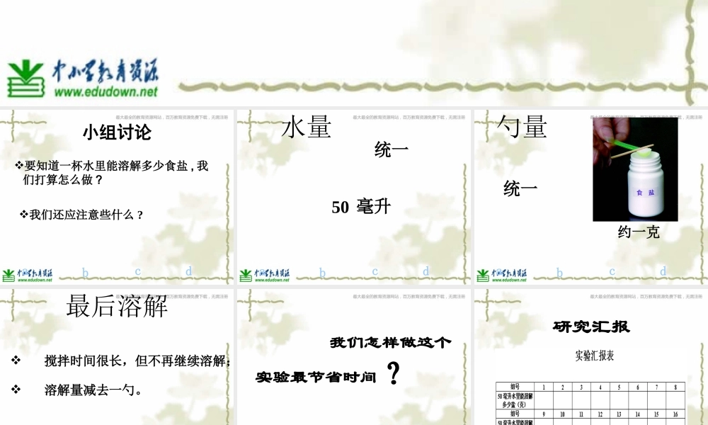 教科小学科学四上《2.6、100毫升水能溶解多少食盐》PPT课件(7)【加微信公众号 jiaoxuewuyou 九折优惠 qq 1119139686】.ppt