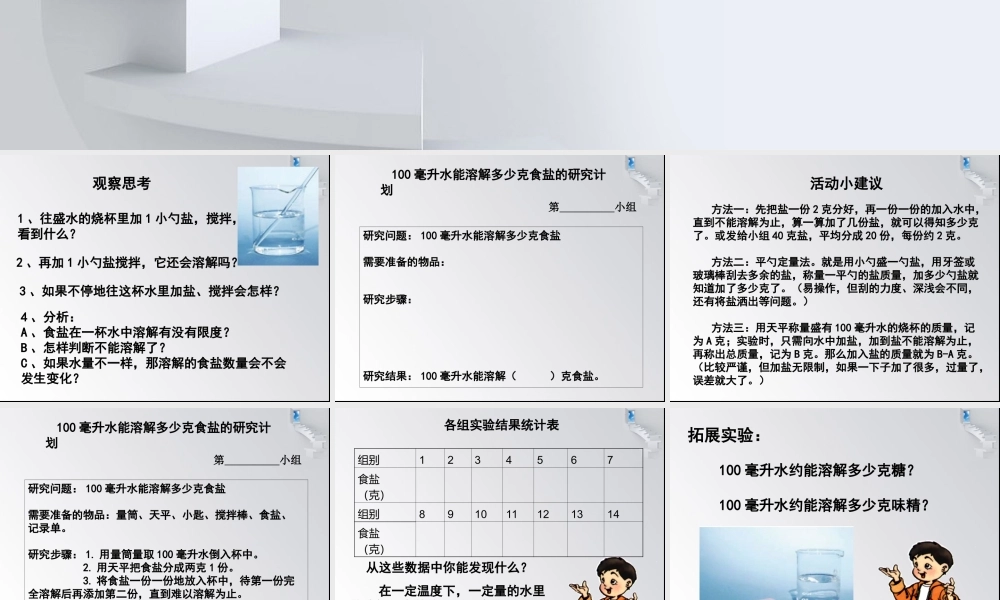 教科小学科学四上《2.6、100毫升水能溶解多少食盐》PPT课件(6)【加微信公众号 jiaoxuewuyou 九折优惠 qq 1119139686】.ppt