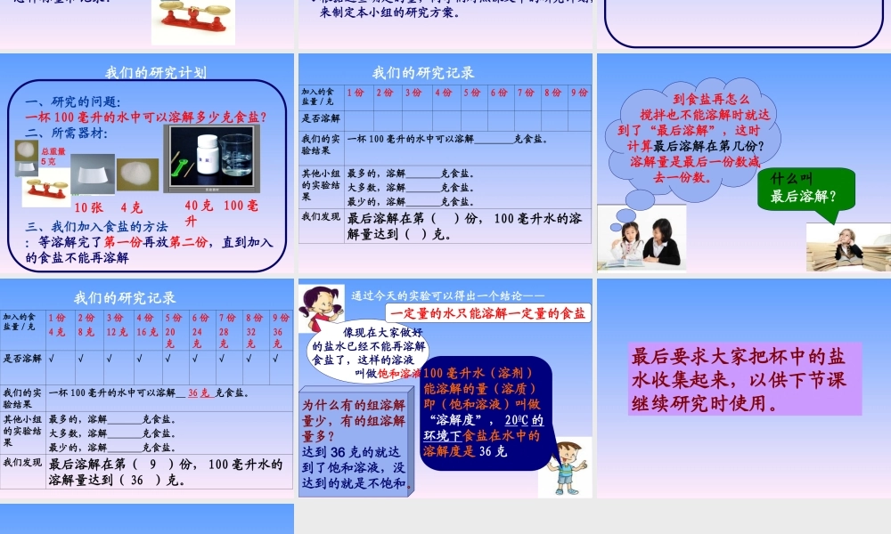 教科小学科学四上《2.6、100毫升水能溶解多少食盐》PPT课件(2)【加微信公众号 jiaoxuewuyou 九折优惠 qq 1119139686】.ppt