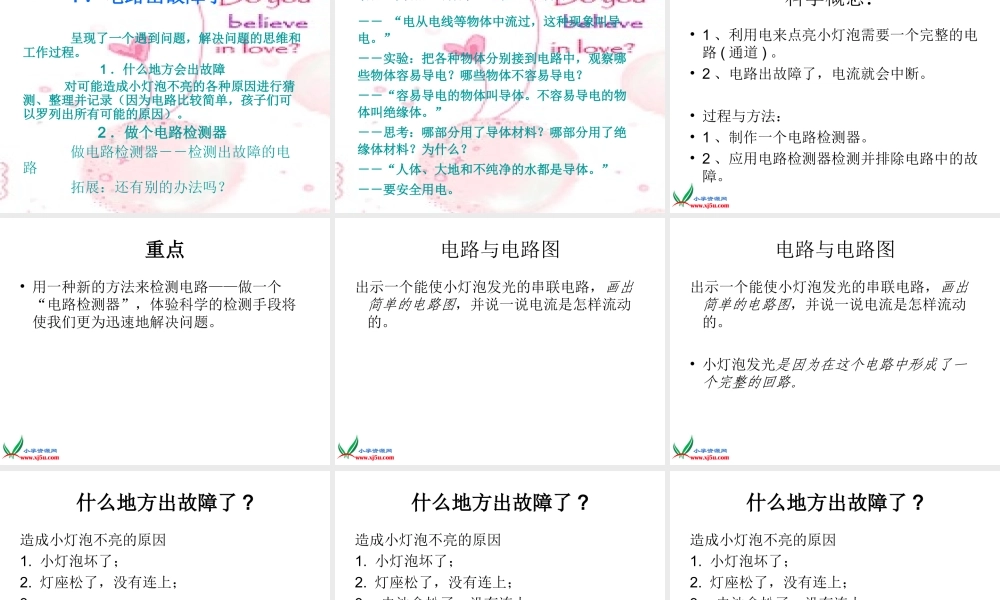 教科小学科学四下《1.4.电路出故障了》PPT课件(1)【加微信公众号 jiaoxuewuyou 九折优惠 qq 1119139686】.ppt
