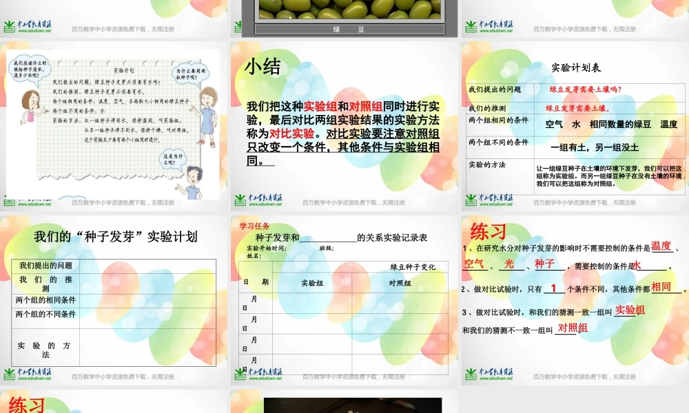 教科小学科学五上《1.1、种子发芽实验（一）》PPT课件(2)【加微信公众号 jiaoxuewuyou 九折优惠 qq 1119139686】.ppt