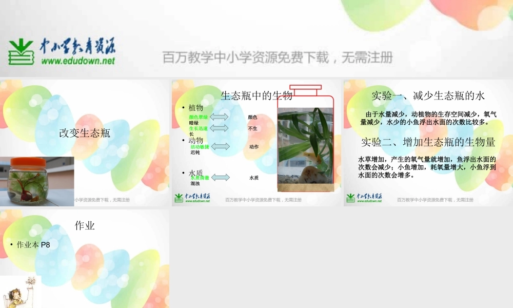 教科小学科学五上《1.7、改变生态瓶》PPT课件(4)【加微信公众号 jiaoxuewuyou 九折优惠 qq 1119139686】.ppt
