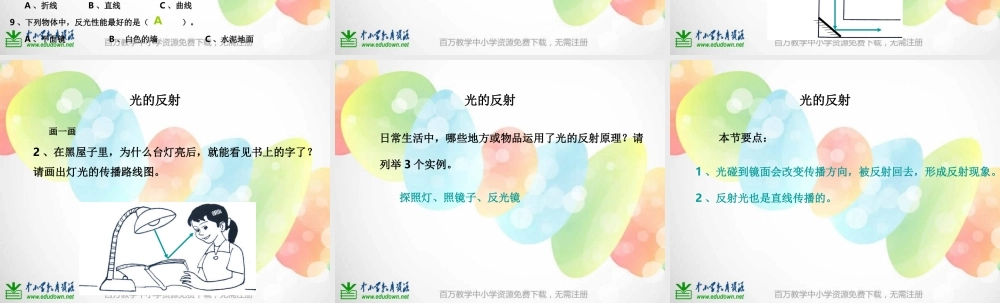 教科小学科学五上《2.4、光的反射》PPT课件(1)【加微信公众号 jiaoxuewuyou 九折优惠 qq 1119139686】.ppt