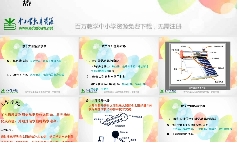 教科小学科学五上《2.7、做个太阳能热水器》PPT课件(4)【加微信公众号 jiaoxuewuyou 九折优惠 qq 1119139686】.ppt