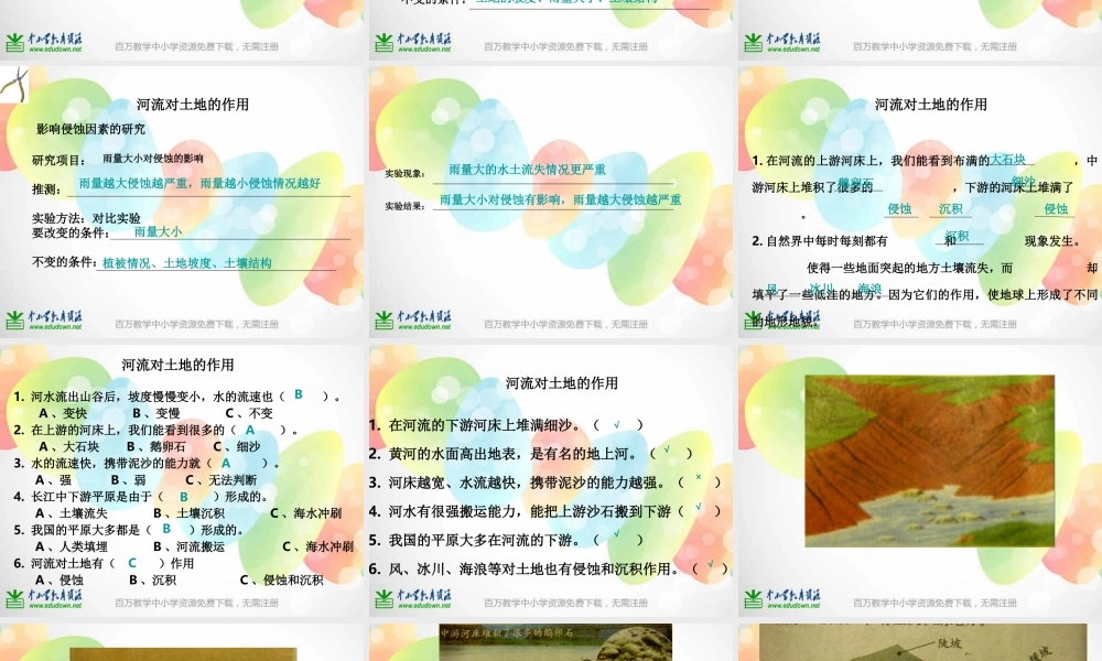 教科小学科学五上《3.7、河流对土地的作用》PPT课件(2)【加微信公众号 jiaoxuewuyou 九折优惠 qq 1119139686】.ppt