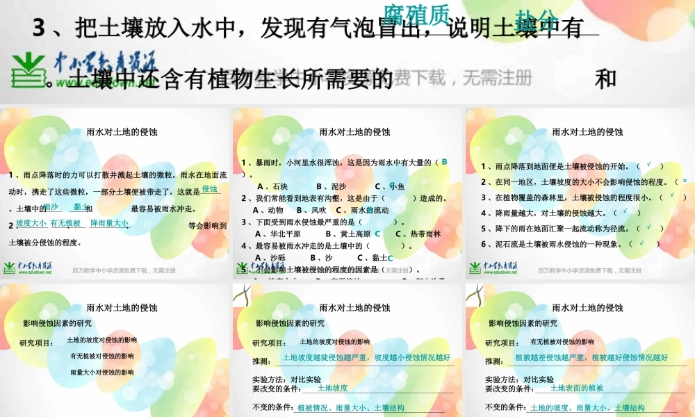 教科小学科学五上《3.5、雨水对土地的侵蚀》PPT课件(5)【加微信公众号 jiaoxuewuyou 九折优惠 qq 1119139686】.ppt