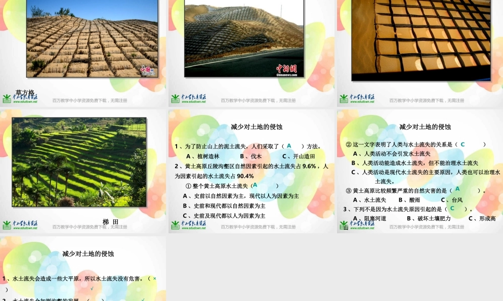 教科小学科学五上《3.8、减少对土地的侵蚀》PPT课件(4)【加微信公众号 jiaoxuewuyou 九折优惠 qq 1119139686】.ppt