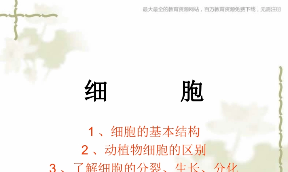 青岛小学科学六下《1. 细胞》PPT课件 (1)【加微信公众号 jiaoxuewuyou 九折优惠 qq 1119139686】.ppt
