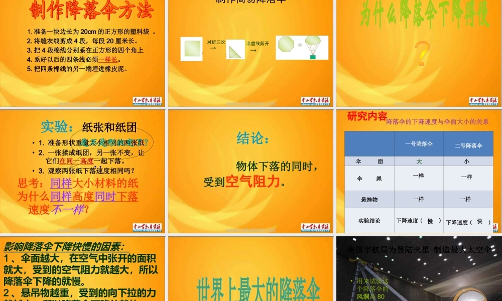 青岛小学科学六下《14、降落伞》PPT课件 (2)【加微信公众号 jiaoxuewuyou 九折优惠 qq 1119139686】.ppt