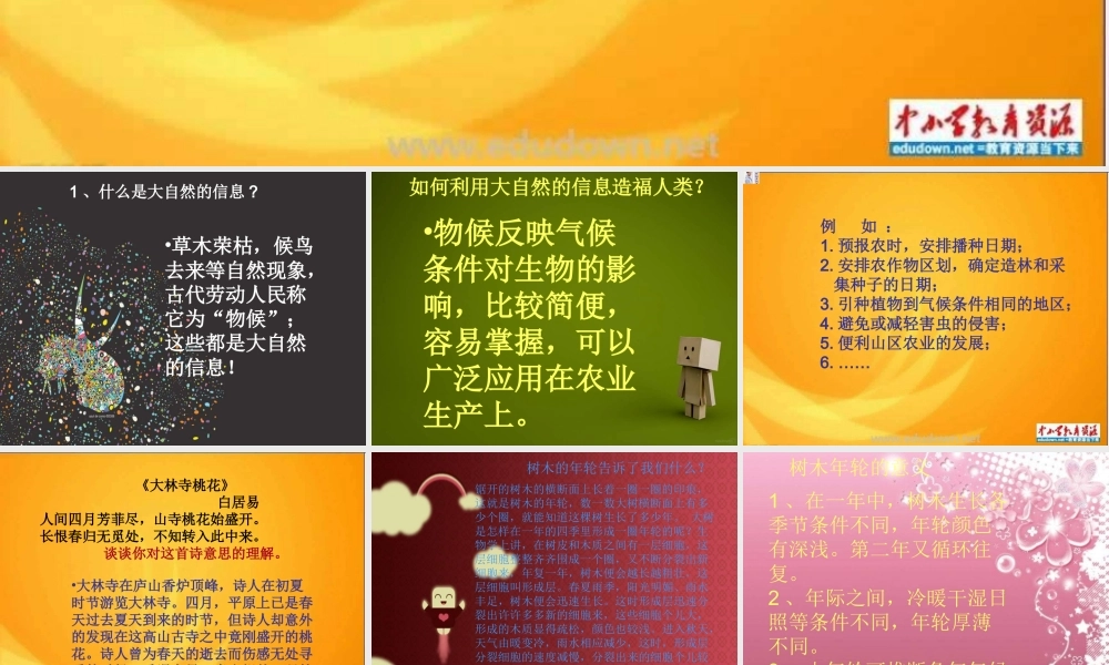 青岛小学科学六下《16、来自大自然的信息》PPT课件 (4)【加微信公众号 jiaoxuewuyou 九折优惠 qq 1119139686】.ppt