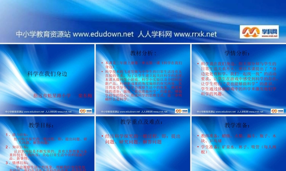 青岛小学科学三上《1 科学在我们身边》PPT课件 (1)【加微信公众号 jiaoxuewuyou 九折优惠 qq 1119139686】.ppt