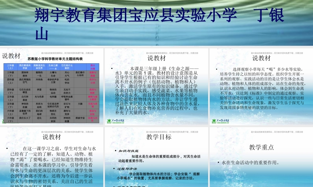 苏教小学科学三上《07生命离不开水》PPT课件(1)【加微信公众号 jiaoxuewuyou 九折优惠qq 1119139686】.ppt