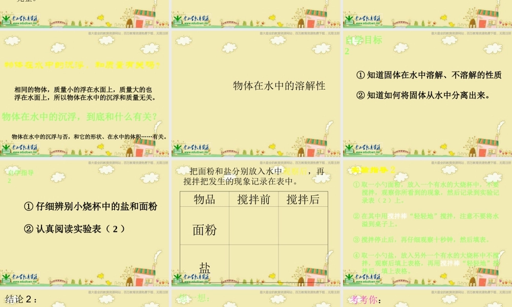 苏教小学科学三下《3.2．把固体放到水里》PPT课件(5)【加微信公众号 jiaoxuewuyou 九折优惠qq 1119139686】.ppt