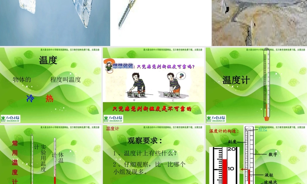 苏教小学科学四上《2.1．冷热与温度》PPT课件(3)【加微信公众号 jiaoxuewuyou 九折优惠qq 1119139686】.ppt