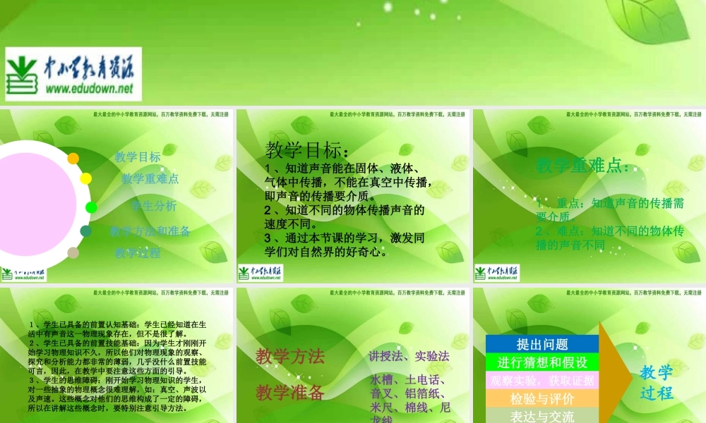 苏教小学科学四上《3.2．声音的传播》PPT课件(2)【加微信公众号 jiaoxuewuyou 九折优惠qq 1119139686】.ppt