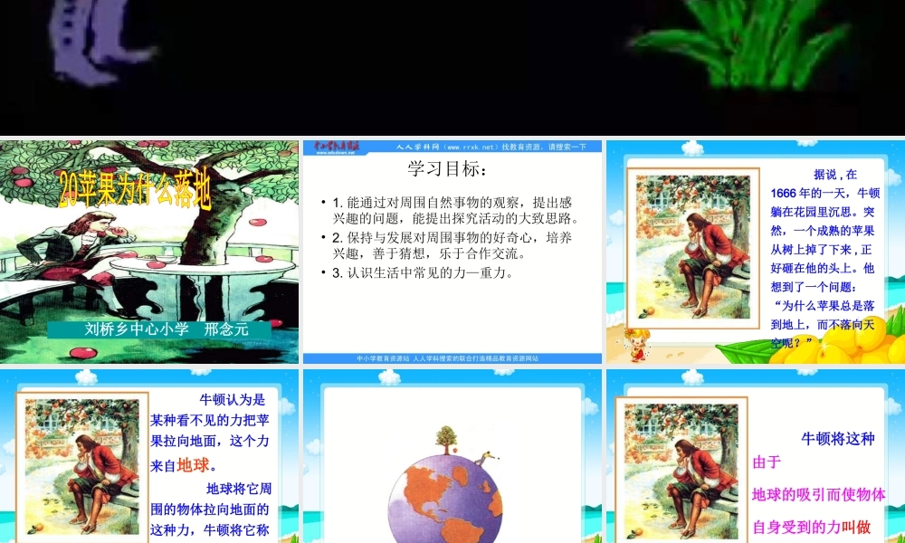 苏教小学科学四下《4.3．苹果为什么会落地》PPT课件(6)【加微信公众号 jiaoxuewuyou 九折优惠qq 1119139686】.ppt