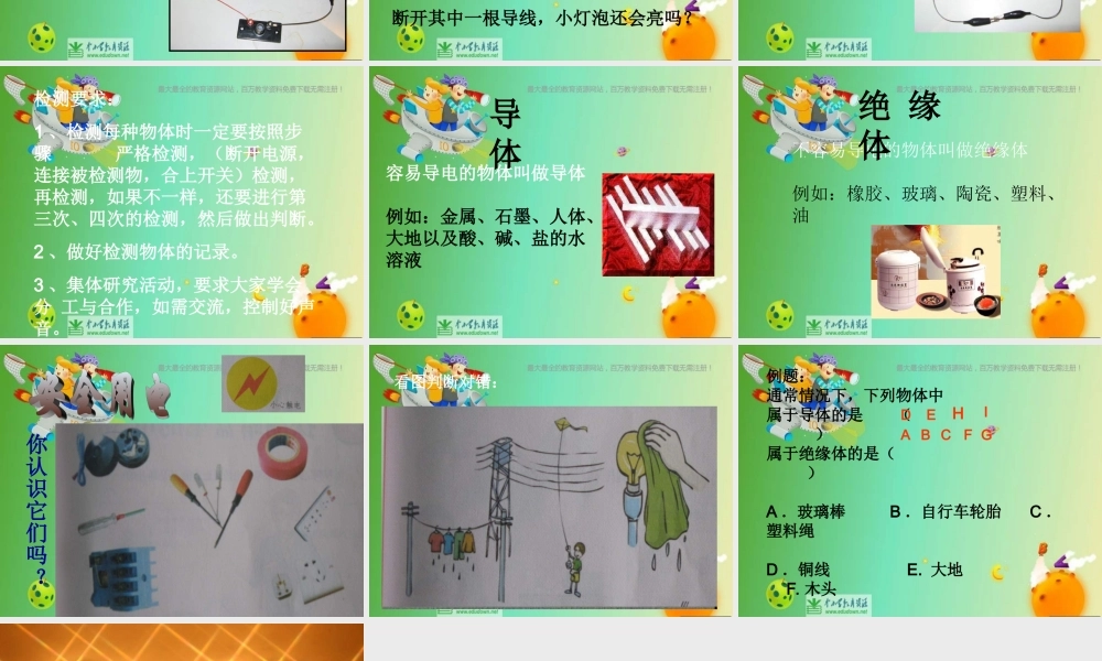 苏教小学科学五上《3.2．导体和绝缘体》PPT课件(3)【加微信公众号 jiaoxuewuyou 九折优惠qq 1119139686】.ppt