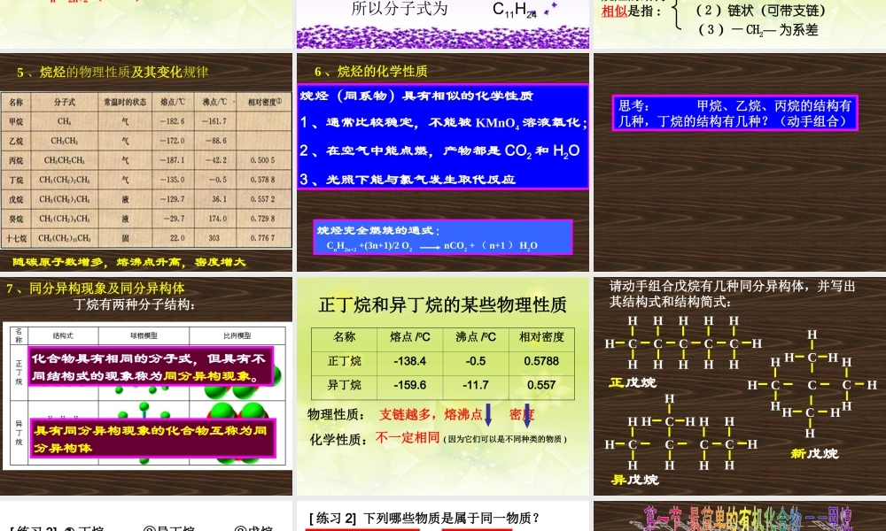 【淘宝：日出教育】高中化学课件必修二《第三章 第一节 最简单的有机化合物-甲烷》复习2.ppt