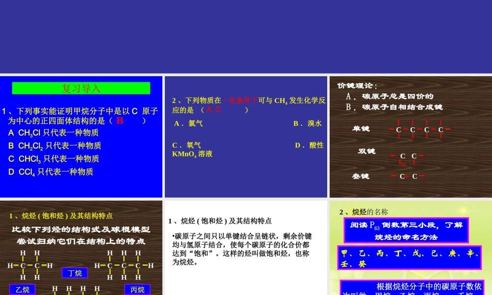 【淘宝：日出教育】高中化学课件必修二《第三章 第一节 最简单的有机化合物-甲烷》复习1.ppt