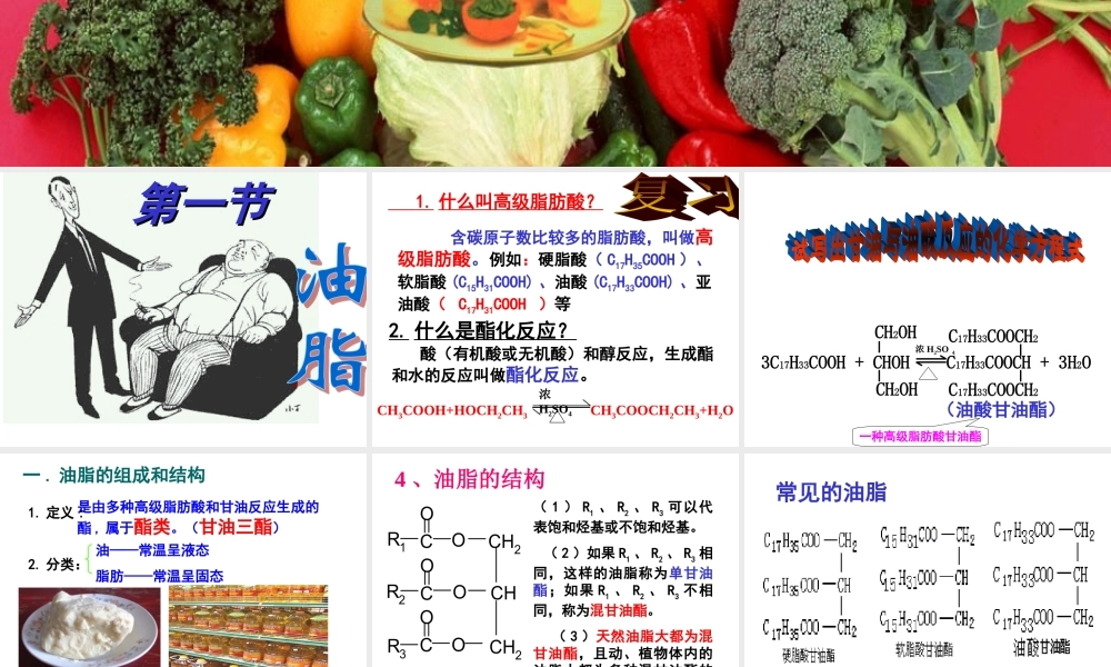 【推荐】人教版高中化学选修五 4.1 油脂第1课时（课件2） .ppt