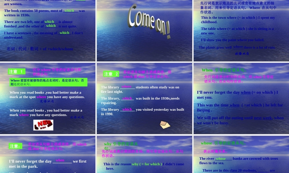 2014高考英语语法专题复习 课件16《定语从句复习应注意的问题》.ppt