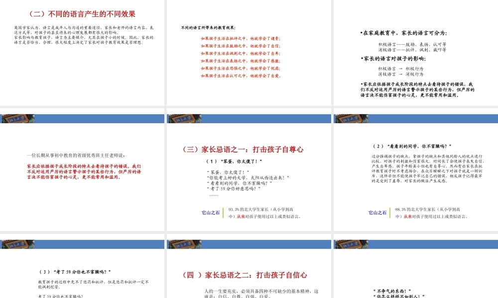 成功家庭教育课程模块10-家长忌语.ppt