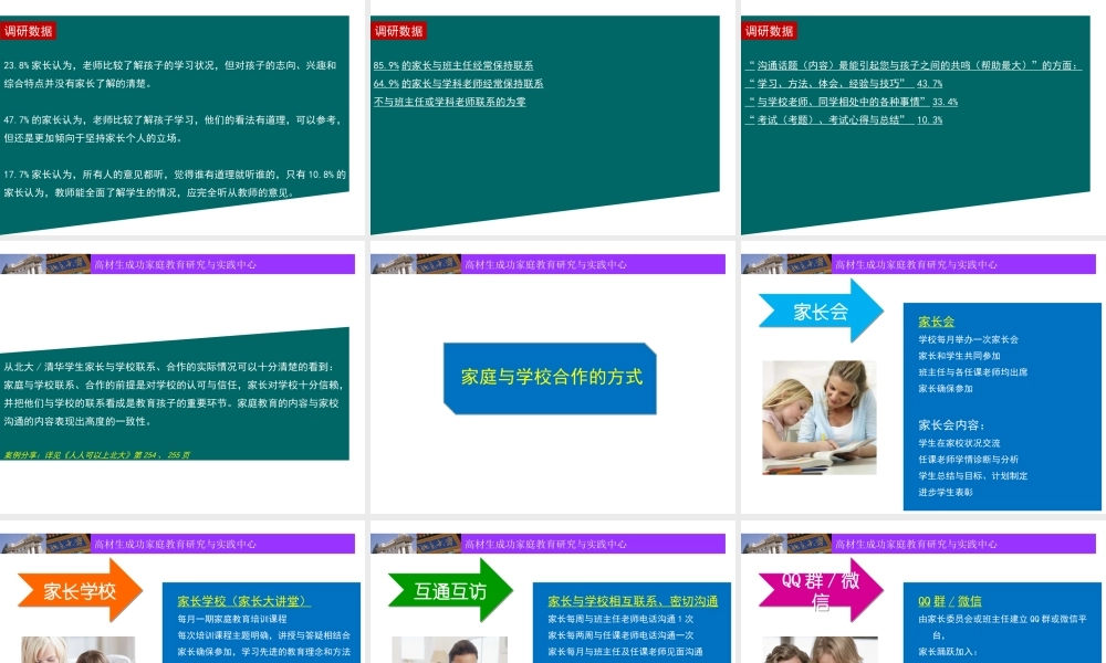 成功家庭教育课程模块19—家庭教育与学校教育的合作.ppt