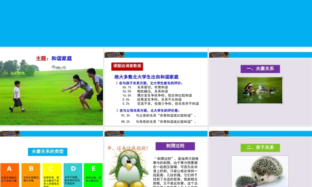 成功家庭教育课程模块20-和谐家庭（刺猬理论）.ppt