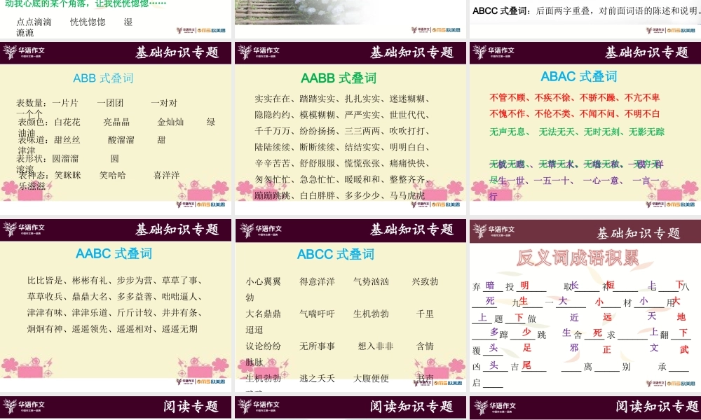 第四讲叠词的积累谜语古诗阅读.ppt