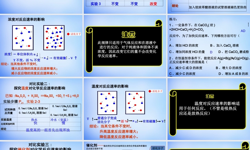 高中化学 2.2《影响化学反应速率的因素》课件1 新人教版选修4.ppt