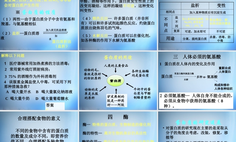 高中化学 1.3《生命的基础—蛋白质》课件 新人教版选修1.ppt